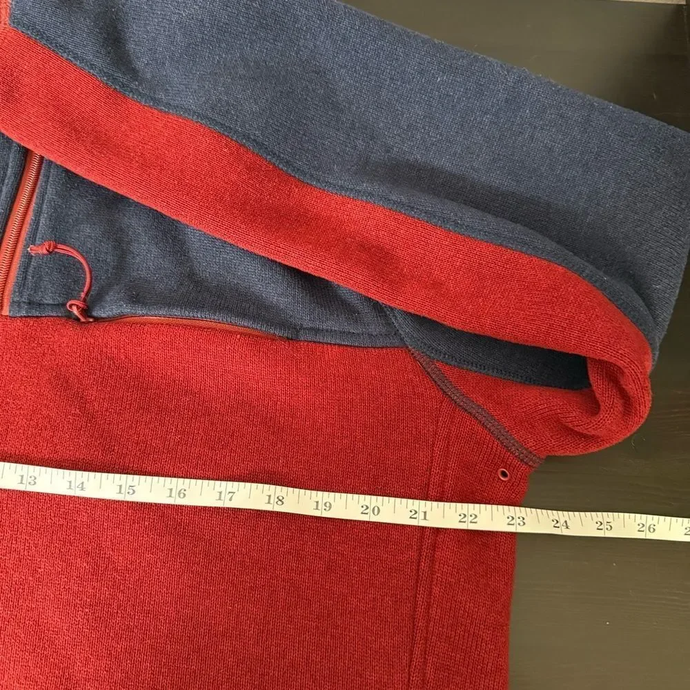J Crew Nordic Polartec Sweater Men Sz L Red Navy 1/4 Zip Fleece Pullover Outdoor